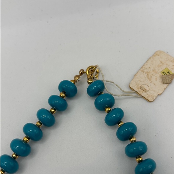 VTG Lucite Turquoise Beaded Necklace disk shaped beads colorful artsy boho NWT - Picture 4 of 8